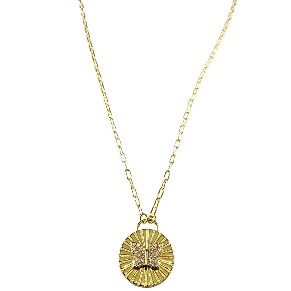 Butterfly Pendant Necklace with Cubic Zirconia in Sterling Silver Rachel Zoe NEW